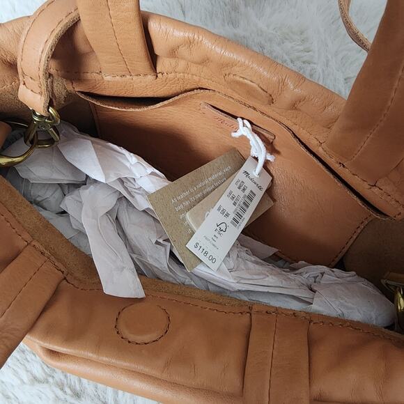 NEW Madewell Mini Piazza Crossbody Bag Timber Beam Tan Leather - Picture 3 of 11